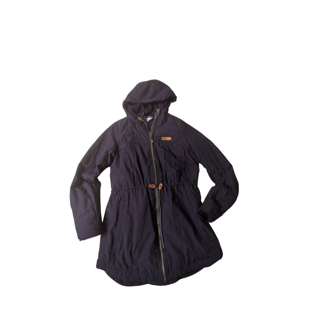 Columbia Chatfield Hill Navy Hooded Parka Fleece Lined Wood Toggle Jacket